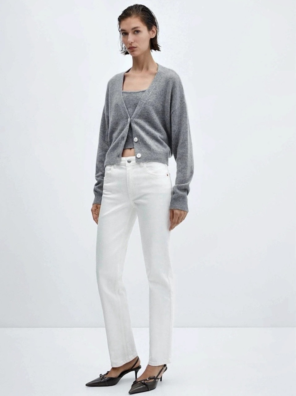 MANGO Medium-Comfort Straight Jeans - White - Size 2/ EUR 34 New Without Tags